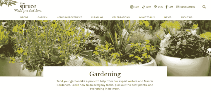 Die Spruce Gardening Blog-Seite