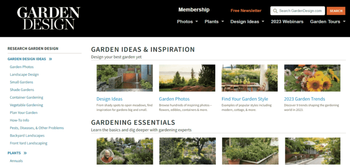 Pagina iniziale del blog di giardinaggio di progettazione del giardino