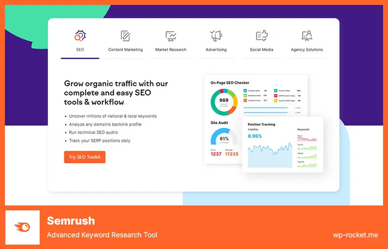 SEMrush - 強力なリンク構築機能を備えたオールインワン SEO ツール