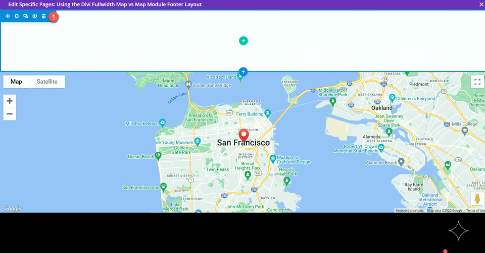 Section de suppression du module Divi Fullwidth Map VS Map