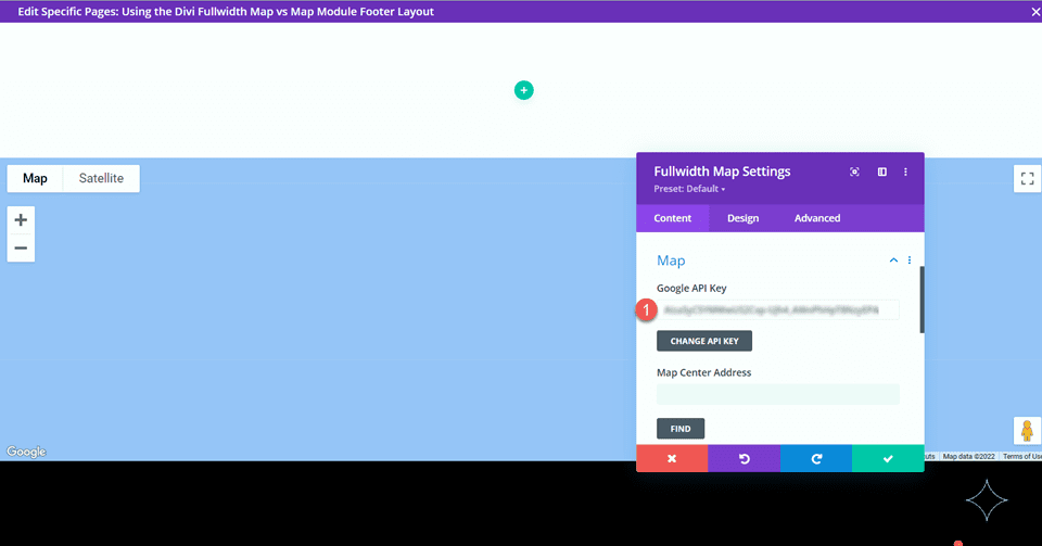 Divi 전폭 맵 VS 맵 모듈 Google API 키