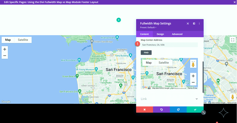 Divi Fullwidth Map VS Модуль карты Адрес центра карты