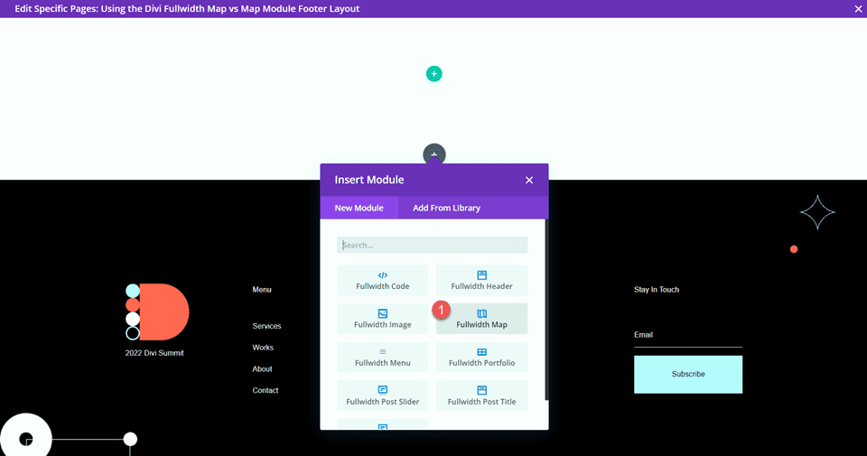 Moduł Divi Fullwidth Map VS Map Moduł Fullwidth Menu