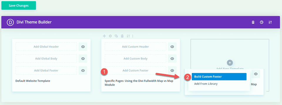 Модуль Divi Fullwidth Map VS Map Build Custom Footer