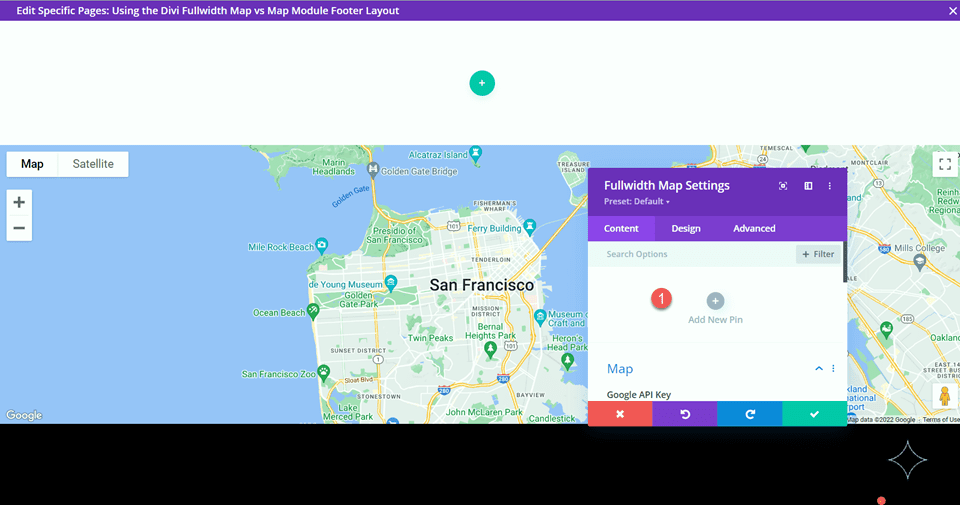 Divi Fullwidth Map VS Modul Peta Tambahkan Pin Baru