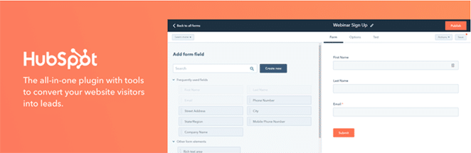 contact form builder hubspot leadin wordpress 插件营销人员喜欢