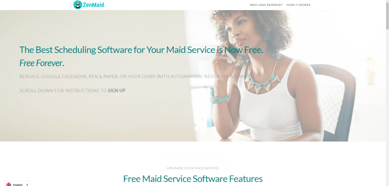 Screenshot der Zen-Maid-Homepage