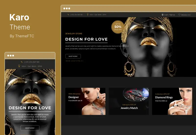 Tema Karo - Bijuterii Diamond WooCommerce Tema WordPress