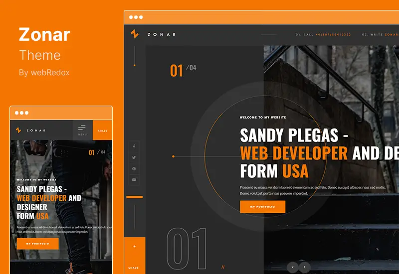 Zonar Theme - Тема WordPress для личного портфолио