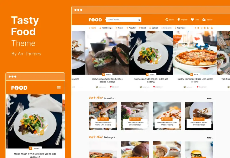 Tasty Food Theme - Tema WordPress pentru rețete și blog