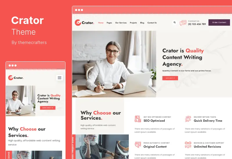 Crator Theme - Tema de WordPress para escritor de contenido