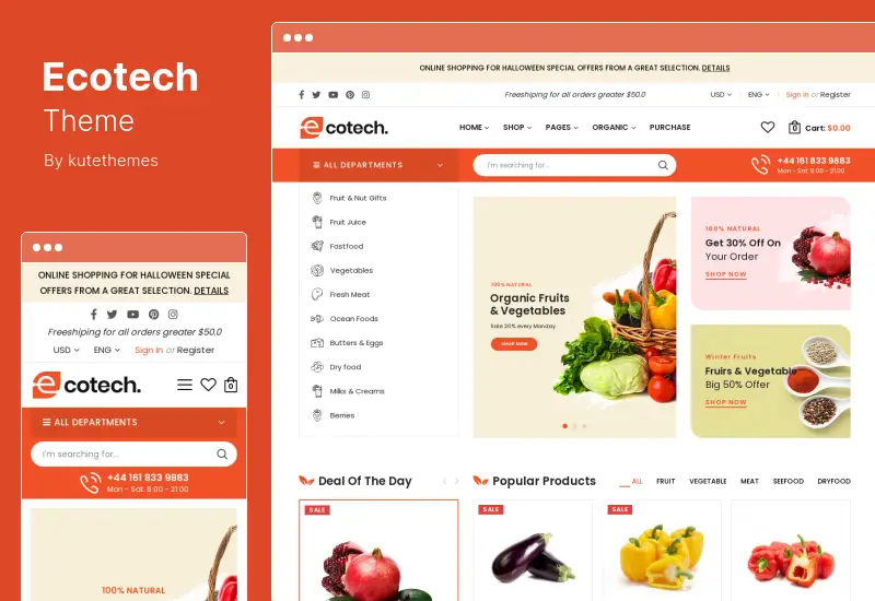 Motyw Ecotech — ekologiczny, spożywczy, uniwersalny motyw WooCommerce