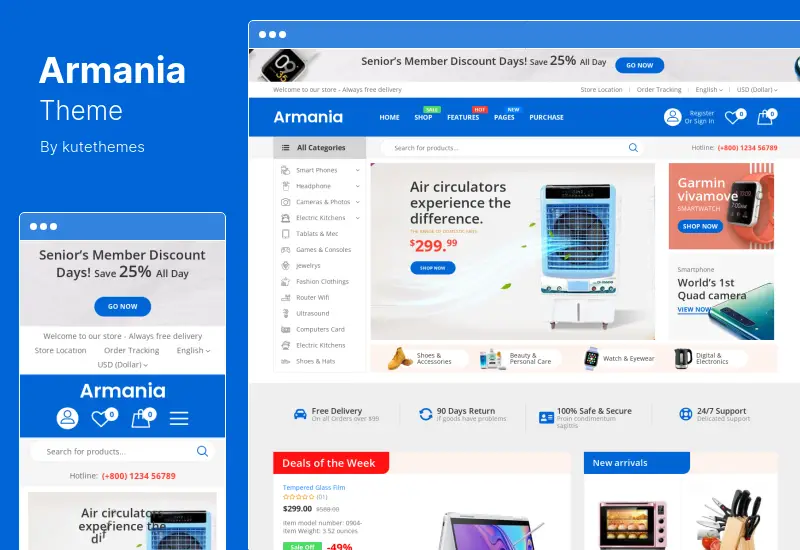 Armania Theme - أزياء ، أثاث ، عضوي ، عنصر غذائي متعدد الأغراض ، موضوع WooCommerce