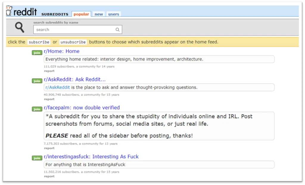 Esempi di subreddit