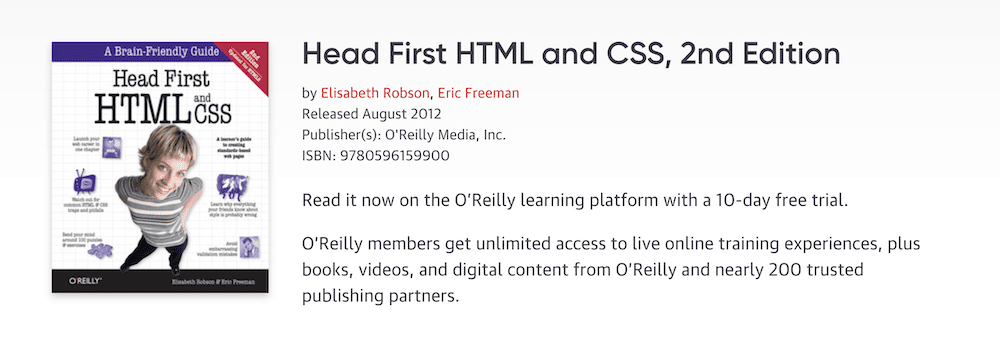 غلاف كتاب Head First HTML و CSS والدعاية الدعائية.