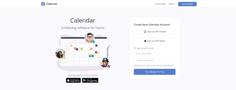 screenshot della home page del calendario