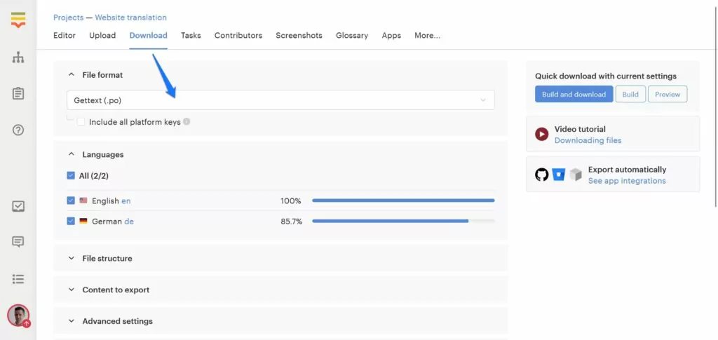 exportar strings traduzidas como arquivo