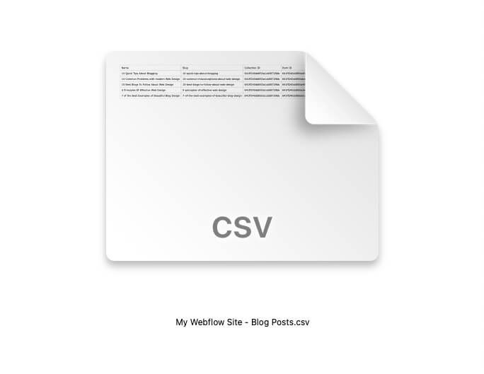 Fișier CSV din webflow