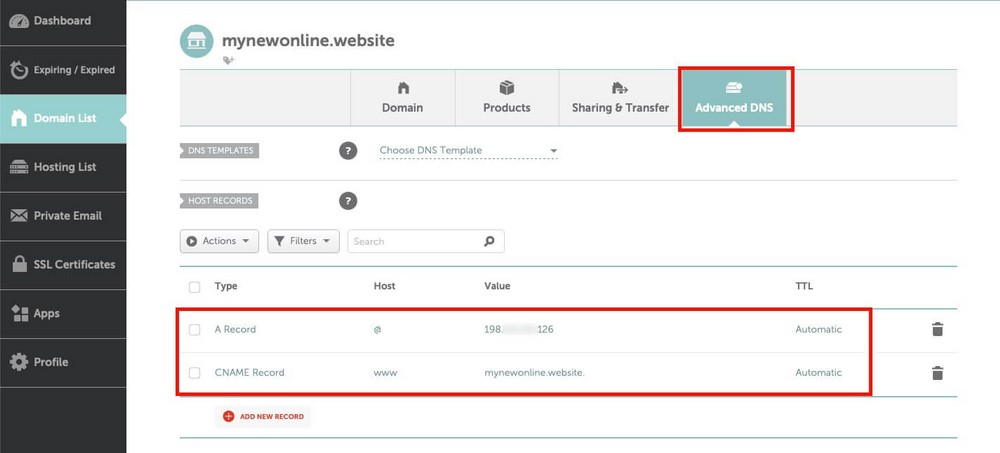 DNS namecheap을 수정하는 방법