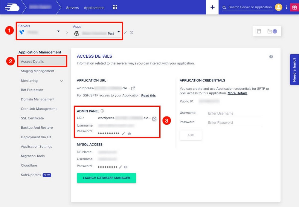 Faça login na instalação do WordPress a partir do cloudways