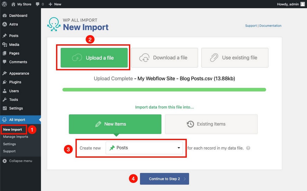 Importa i post del blog da Webflow in WordPress