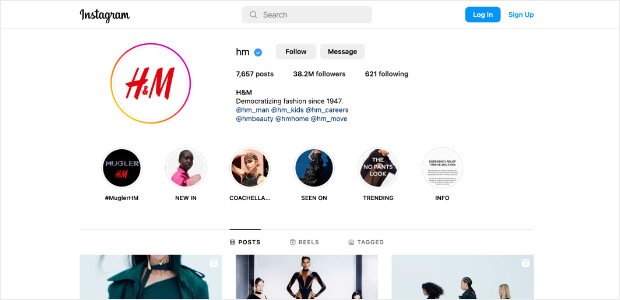 page instagram h&m