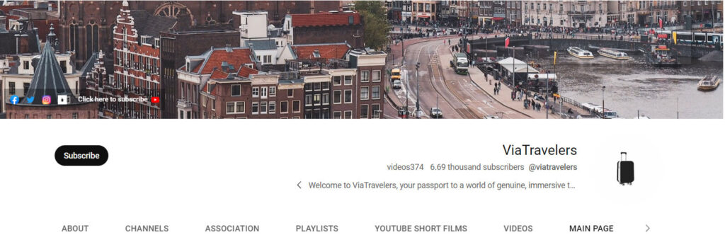 ViaTraveler: قناة Travel Vlogger