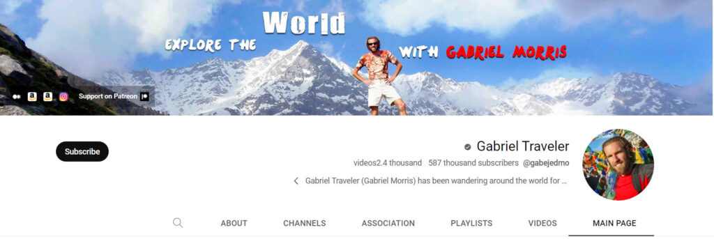 Gabriel Traveler : Vlogger de voyage sur YouTube