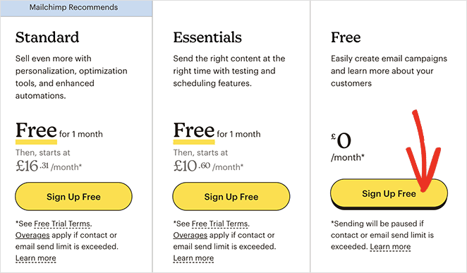 Sign up to Mailchimp for free