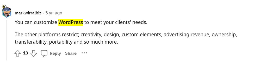 Обзор WordPress на Reddit.