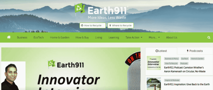 Página de inicio del blog de sostenibilidad Earth911