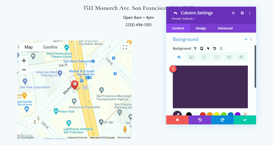 Divi Ampliar mapa en desplazamiento con efectos de desplazamiento Diseño 2 Fondo