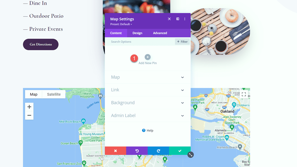 Divi ขยายแผนที่ด้วยการเลื่อนด้วยเอฟเฟกต์การเลื่อน เพิ่มพิน