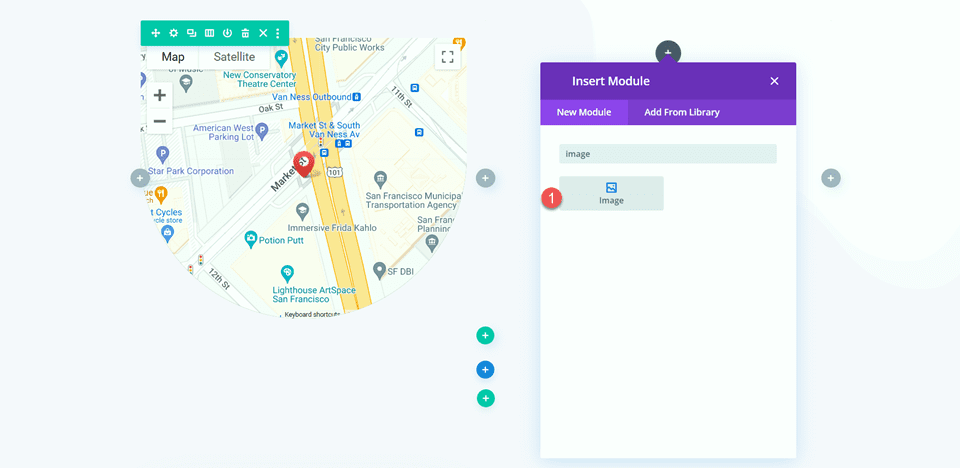 Divi スクロール効果でスクロール上の地図を拡大 レイアウト 2 画像