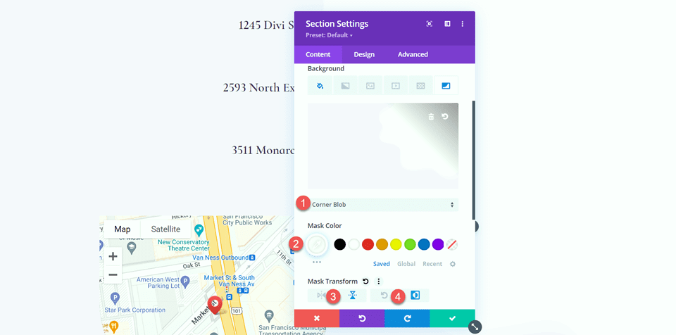 Divi Ampliar Mapa en desplazamiento con diseño de efectos de desplazamiento 2 Fondo Mascarilla