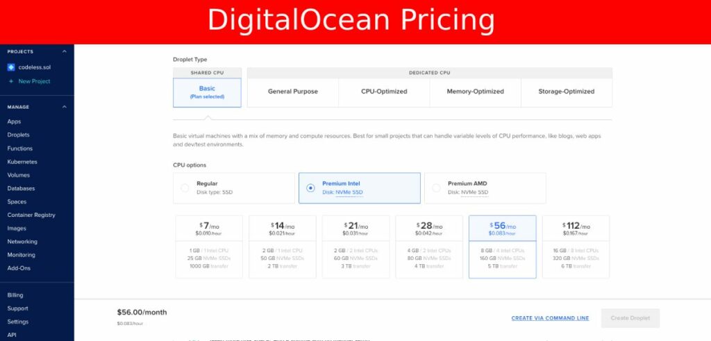 Цены на неуправляемые VPS DigitalOcean