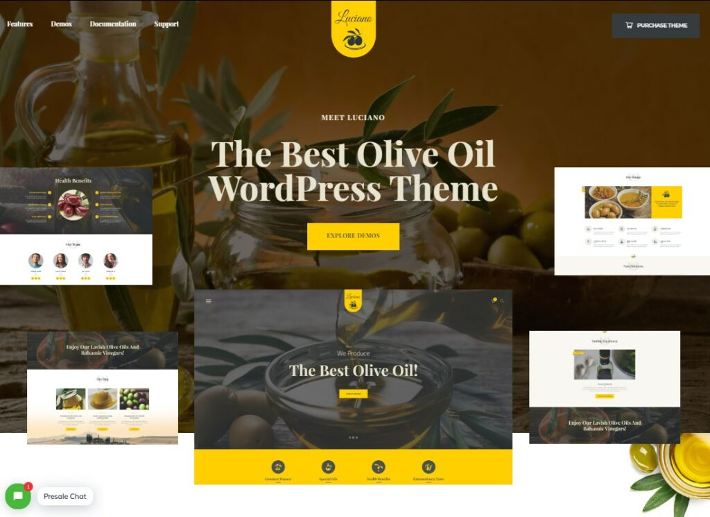 올리브 오일 농장 및 식초 생산 WordPress Theme + RTL