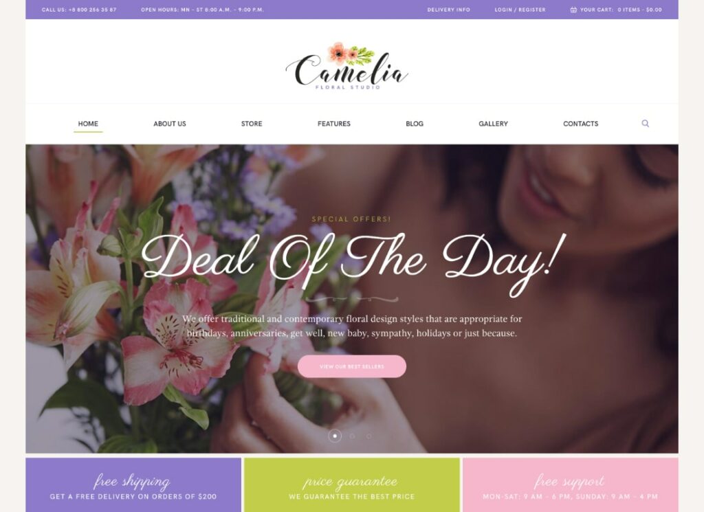 Camélia | Um tema WordPress de florista de estúdio floral