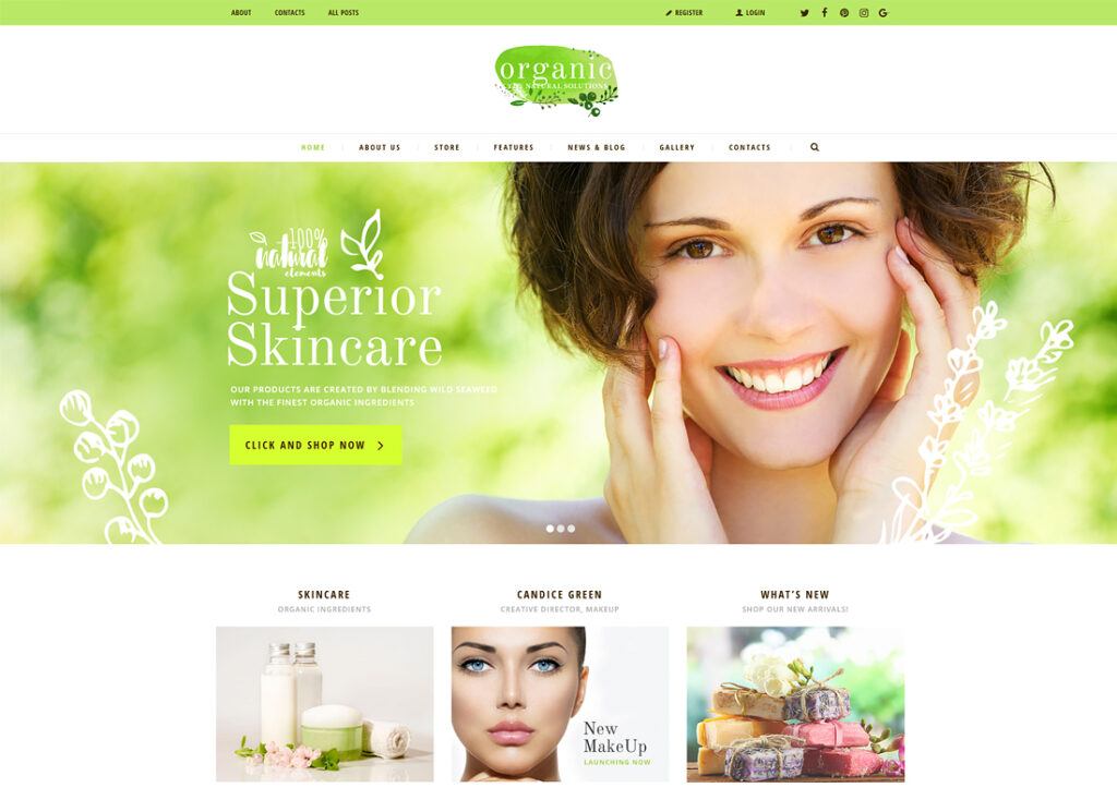 Tienda de productos orgánicos y de belleza | Tema de WordPress para tienda de belleza y cosmética natural