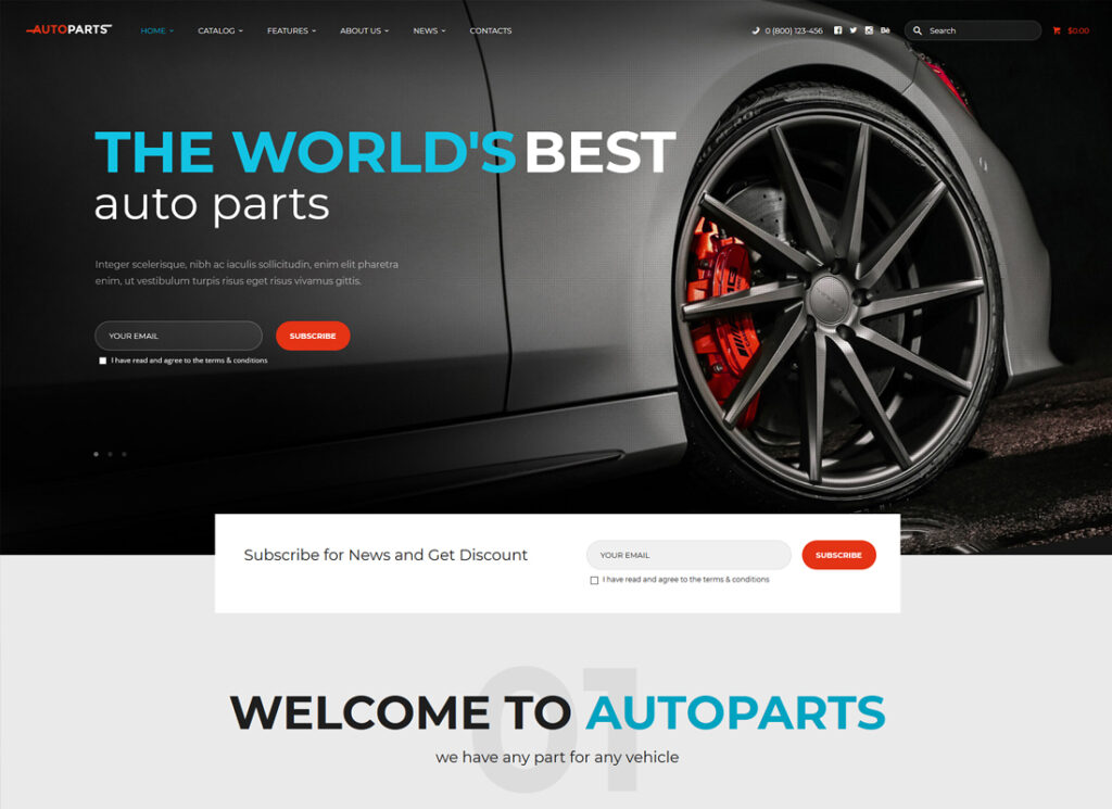 Autoteilegeschäft und Autodienstleistungen WordPress-Theme + Elementor