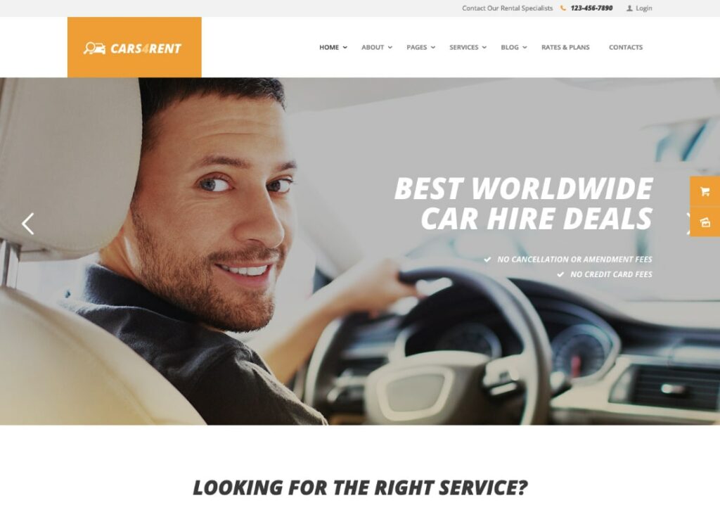 Cars4Rent | موضوع ووردبريس لتأجير السيارات وخدمة سيارات الأجرة + RTL