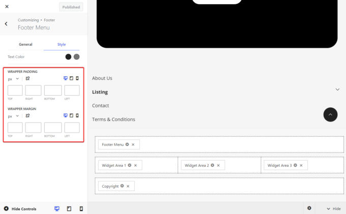 Options de remplissage et de marge dans les générateurs d'en-tête et de pied de page