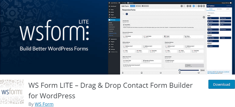 Plug-in WordPress de formulário multi-etapas WS Form Lite