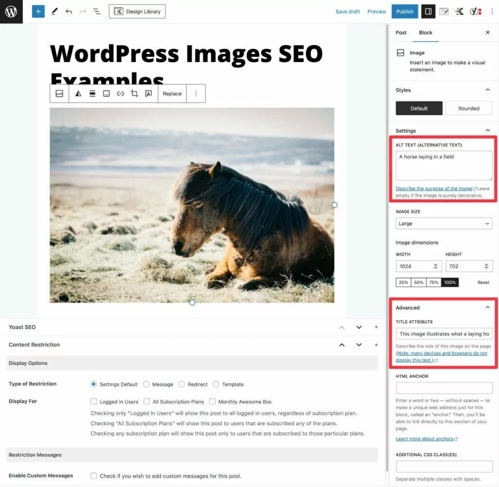 Configurando imagens WordPress SEO no editor de blocos