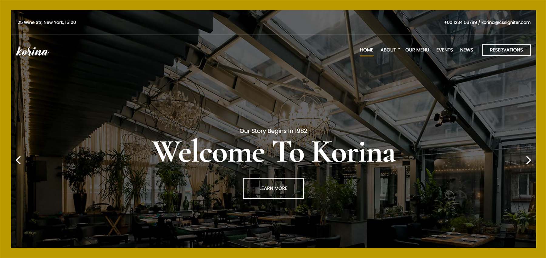 موضوع مطعم Korina WordPress