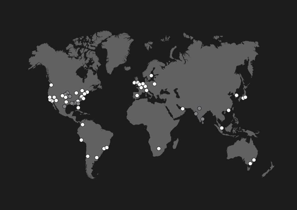 显示所有 Stackpath CDN 服务器位置的地球图形。