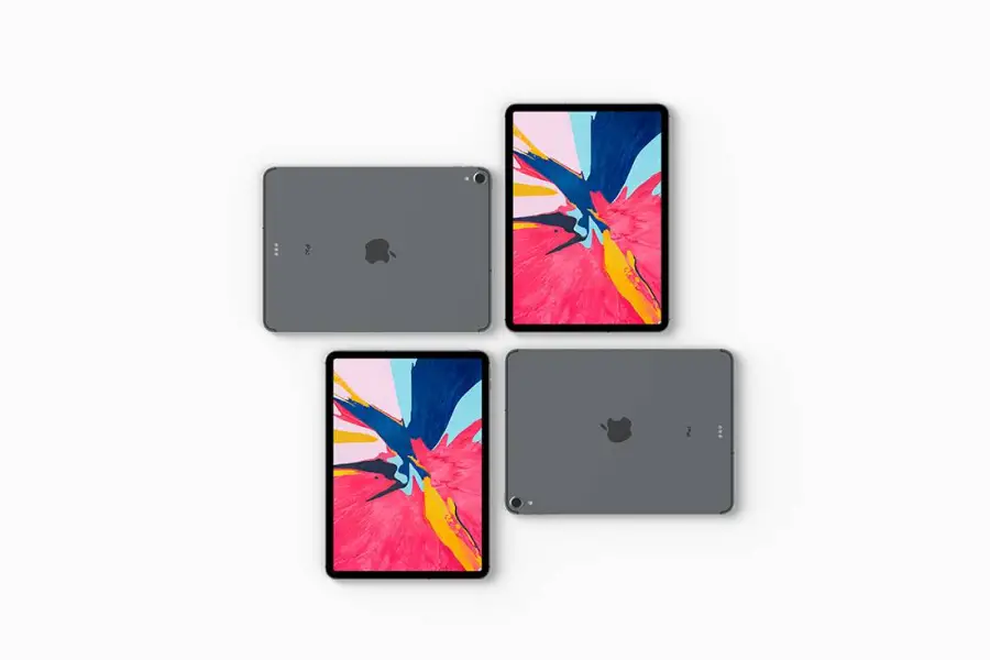 มุมมองด้านบน iPad Pro 2018 Mockup Set Vol.2 -