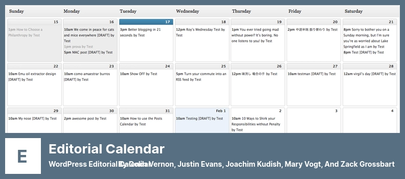 Plugin del calendario editoriale - Calendario editoriale di WordPress