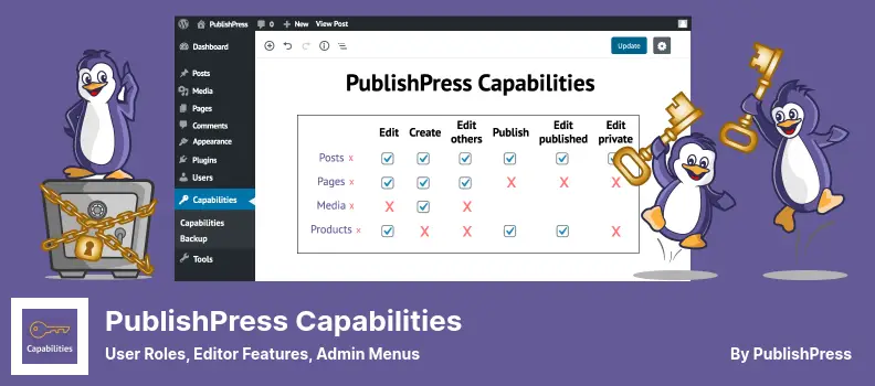 Plugin delle funzionalità di PublishPress: ruoli utente, funzionalità dell'editor, menu di amministrazione