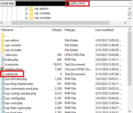 ftp filezilla แก้ไข robots.txt ในเวิร์ดเพรส